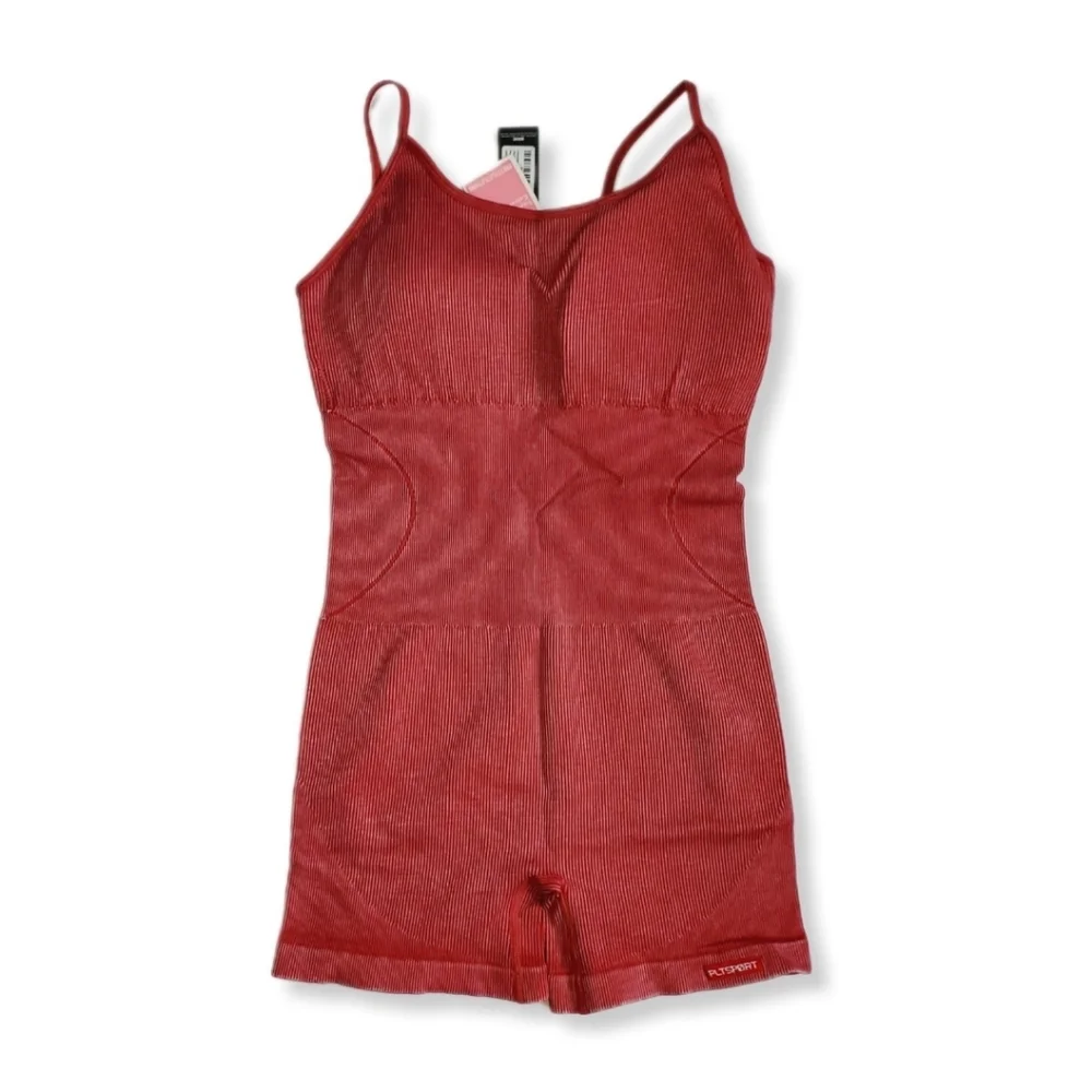 NWT PrettyLittleThing Red Acid Wash Seamless Gym Unitard Sz XXL
